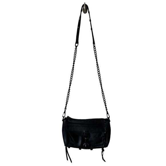 Rebecca Minkoff Black Leather Crossbody Partial Chain Link Shoulder Strap - Picture 4 of 16